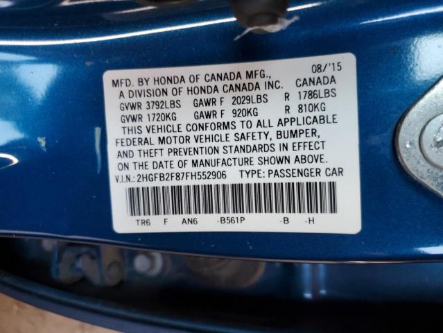 2015 HONDA CIVIC EX 2HGFB2F87FH552906