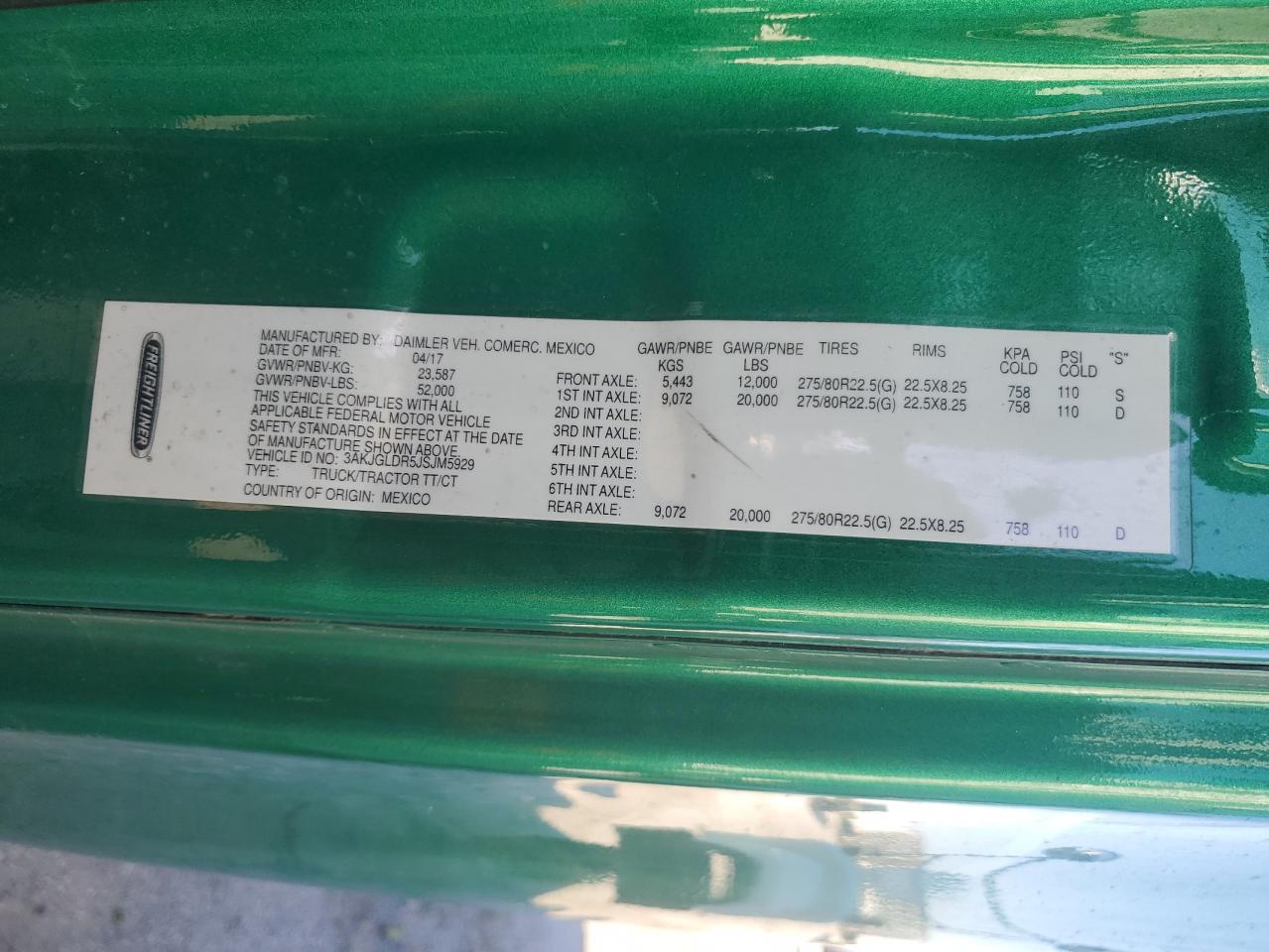 Lot #3269888167 2018 FREIGHTLINER CASCADIA 1