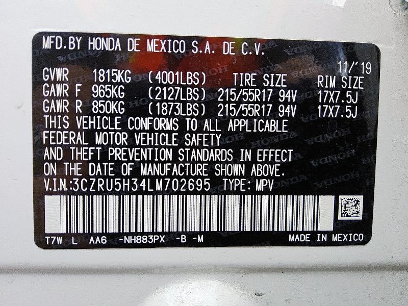 2020 HONDA HR-V LX - 3CZRU5H34LM702695