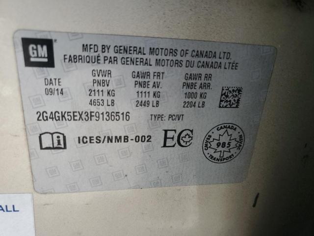 2015 BUICK REGAL 2G4GK5EX3F9136516