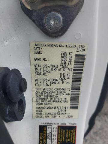 2019 NISSAN FRONTIER SV 1N6AD0CW9KN881244