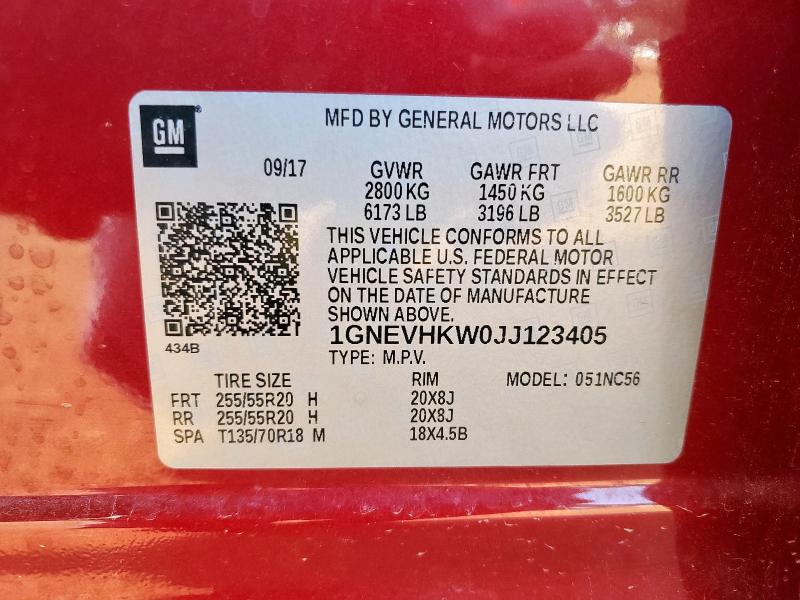 2018 CHEVROLET TRAVERSE LT 1GNEVHKW0JJ123405