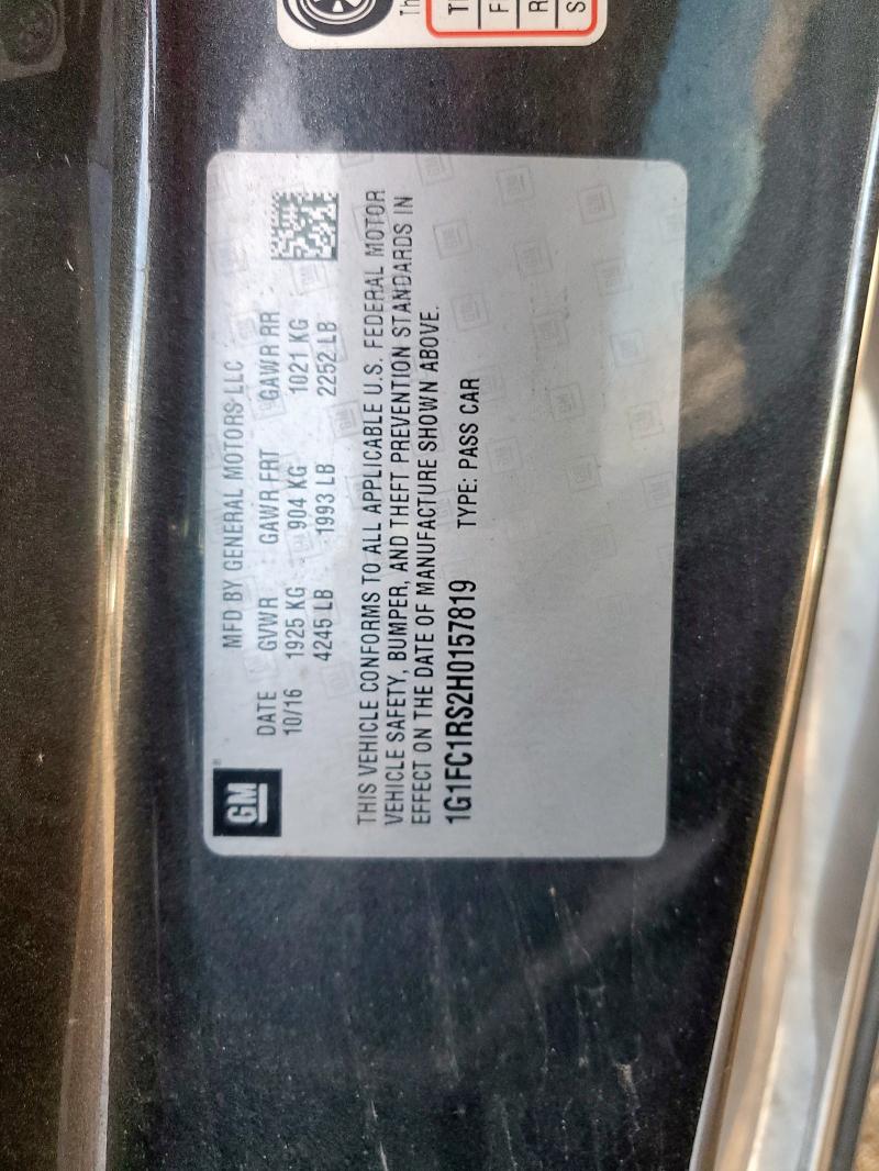 2017 CHEVROLET CAMARO LT - 1G1FC1RS2H0157819