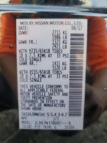 2017 INFINITI QX60 5N1DL0MN5HC554347