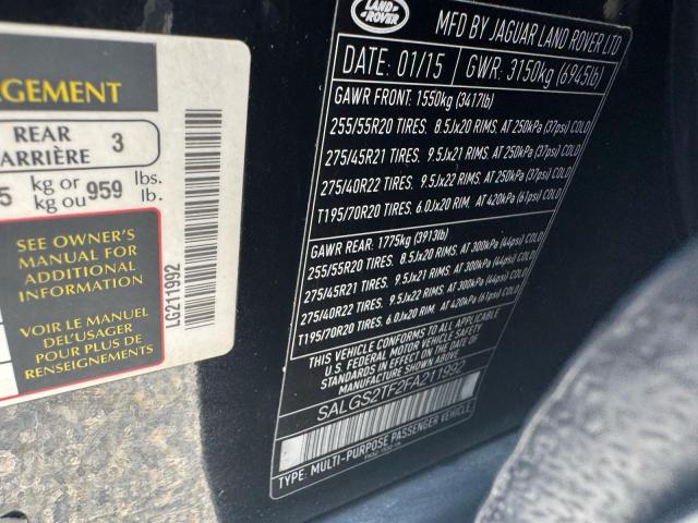 2015 LAND ROVER RANGE ROVE SALGS2TF2FA211992