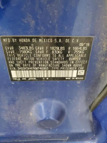 2019 HONDA FIT LX 3HGGK5H47KM746993