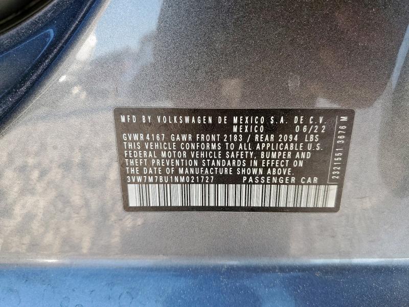 2022 VOLKSWAGEN JETTA SE 3VW7M7BU1NM021727