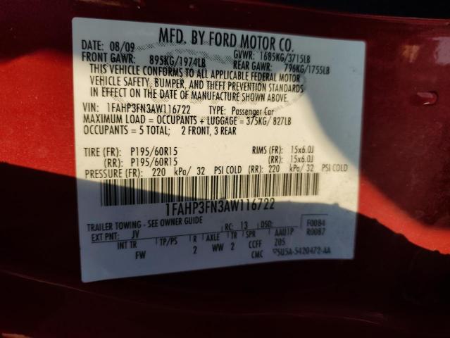 2010 FORD FOCUS SE - 1FAHP3FN3AW116722