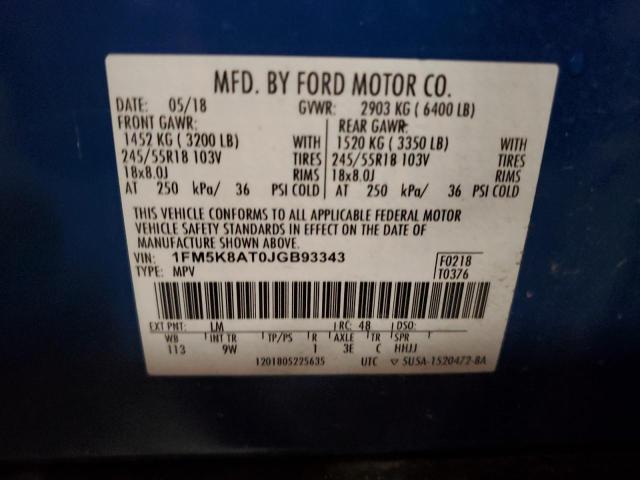 2018 FORD EXPLORER POLICE INTERCEPTOR 1FM5K8AT0JGB93343