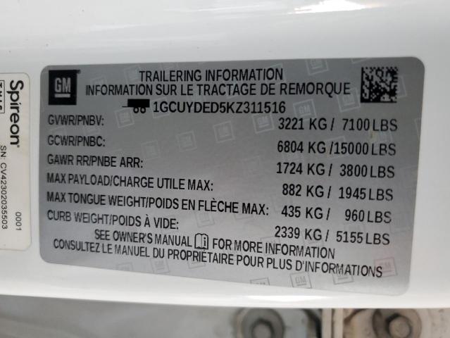 2019 CHEVROLET SILVERADO - 1GCUYDED5KZ311516