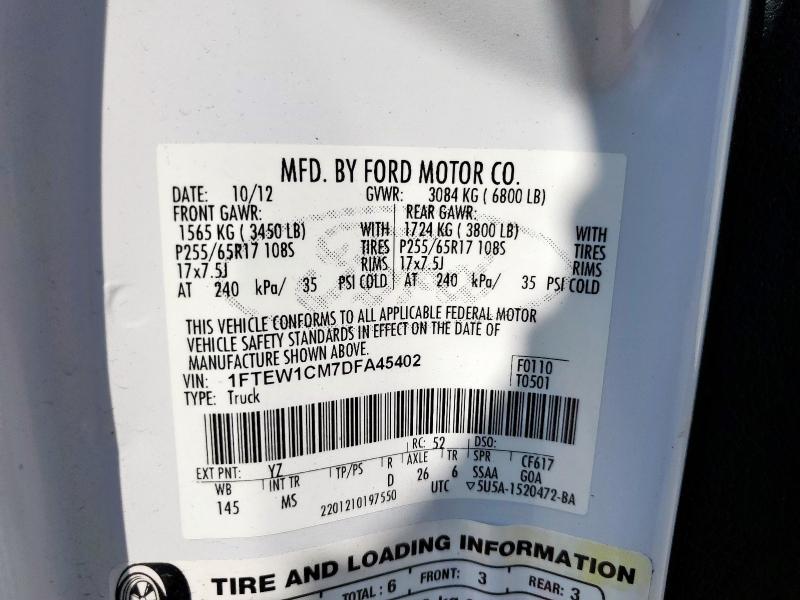 2013 FORD F150 SUPER - 1FTEW1CM7DFA45402