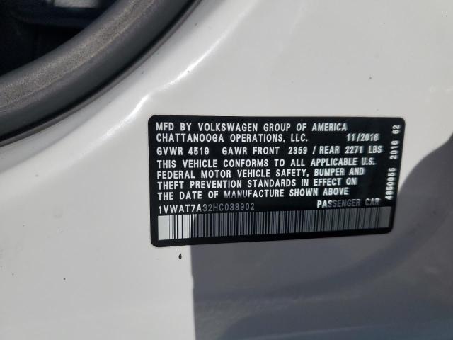 2017 VOLKSWAGEN PASSAT S 1VWAT7A32HC038902