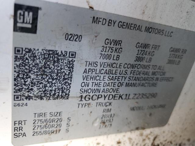 2020 CHEVROLET SILVERADO K1500 LT 1GCPYDEK1LZ235290