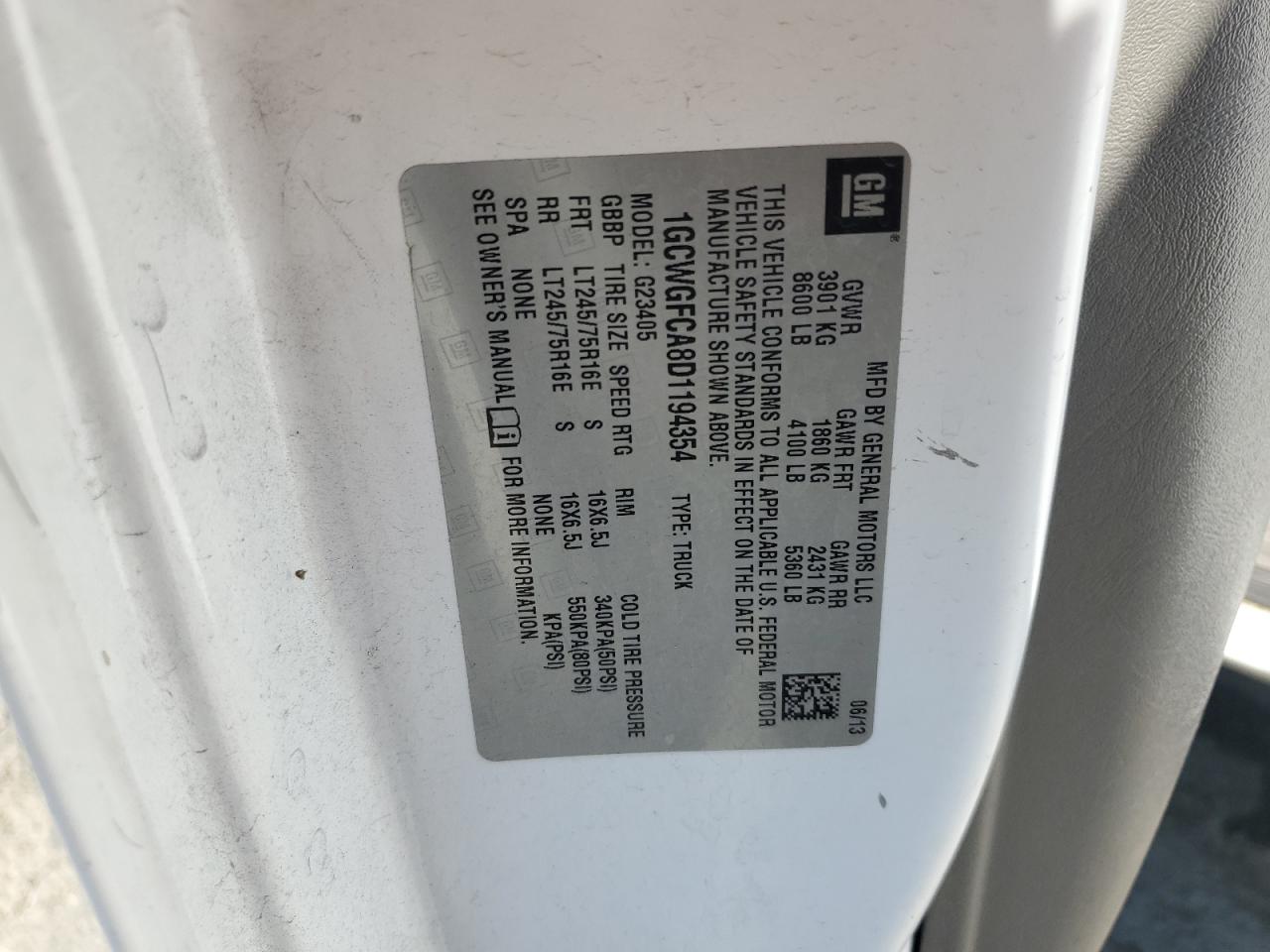 Lot #3310301046 2013 CHEVROLET EXPRESS G2