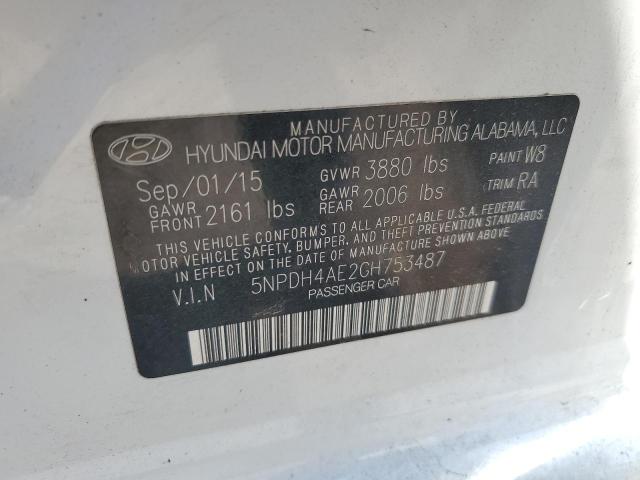 2016 HYUNDAI ELANTRA SE 5NPDH4AE2GH753487