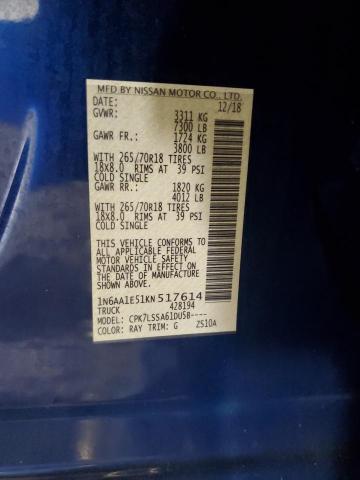 2019 NISSAN TITAN SV 1N6AA1E51KN517614
