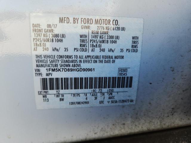 2017 FORD EXPLORER XLT 1FM5K7D89HGD90961