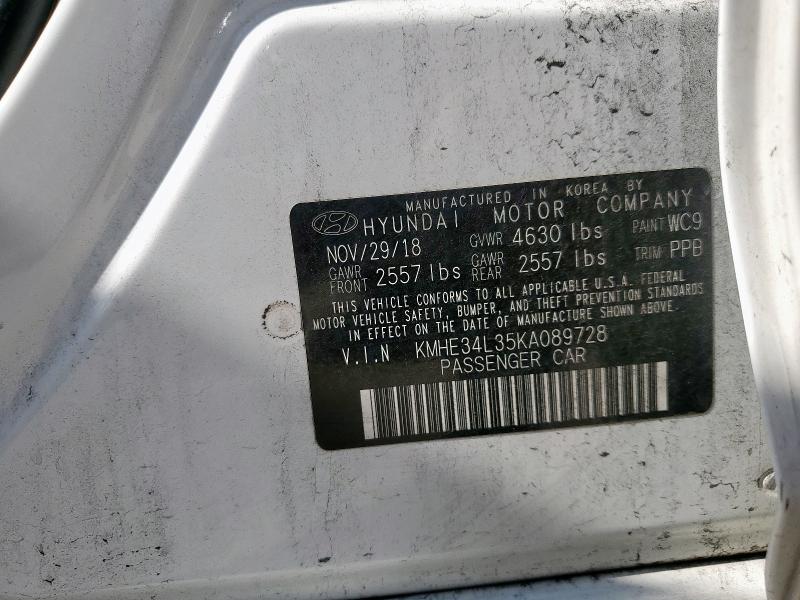 2019 HYUNDAI SONATA HYB KMHE34L35KA089728