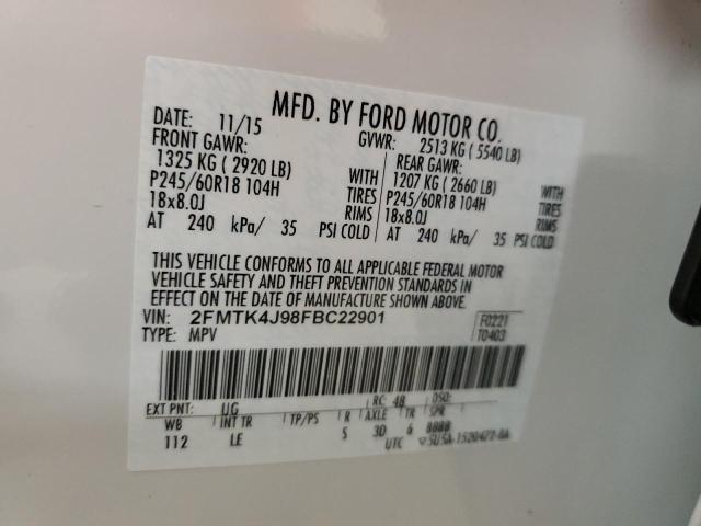 2015 FORD EDGE SEL 2FMTK4J98FBC22901