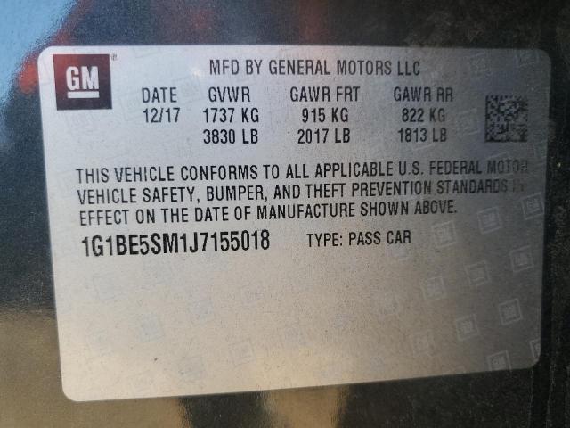 2018 CHEVROLET CRUZE LT - 1G1BE5SM1J7155018