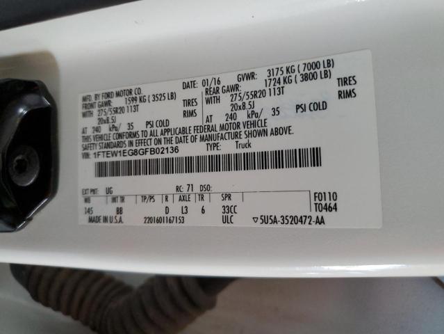 2016 FORD F150 SUPER 1FTEW1EG8GFB02136