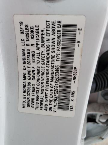 2019 HONDA CIVIC SPOR 19XFC2F81KE033495