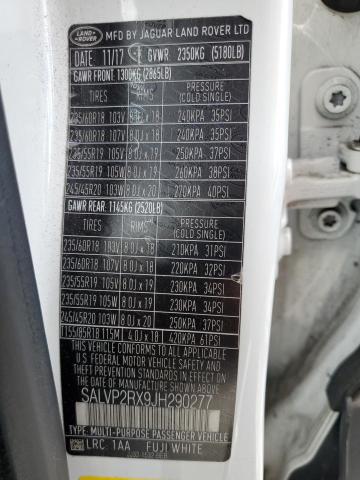 2018 LAND ROVER RANGE ROVER EVOQUE SE SALVP2RX9JH290277