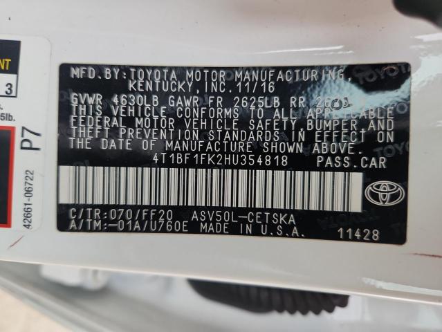 2017 TOYOTA CAMRY LE 4T1BF1FK2HU354818