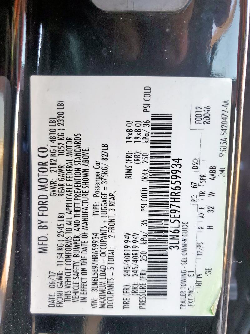 2017 LINCOLN MKZ RESERVE 3LN6L5E97HR659934