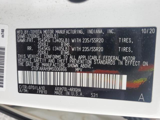 2021 TOYOTA HIGHLANDER HYBRID PLATINUM 5TDFARAH9MS006866
