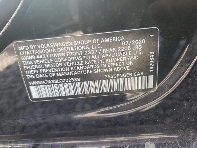 2020 VOLKSWAGEN PASSAT R-LINE 1VWMA7A33LC022588