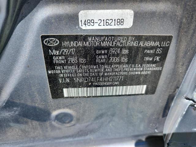 2017 HYUNDAI ELANTRA SE - 5NPD74LF4HH211771