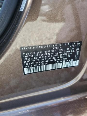 2015 VOLKSWAGEN JETTA BASE 3VW1K7AJ6FM232233