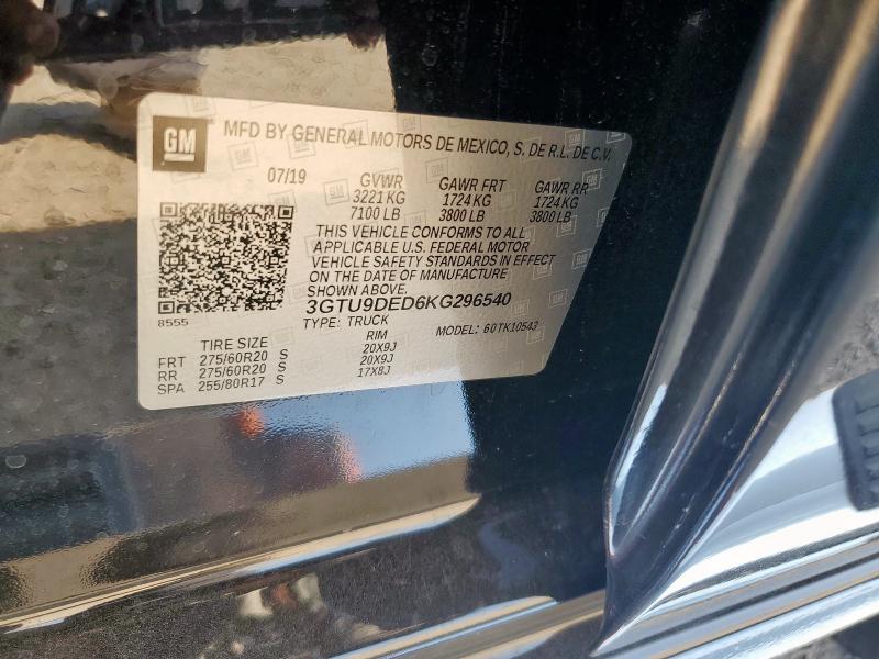 2019 GMC SIERRA K15 - 3GTU9DED6KG296540