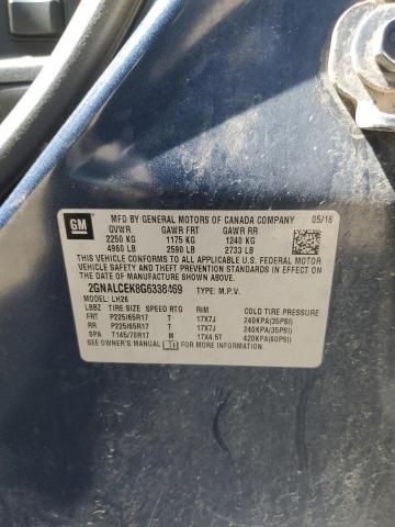 2016 CHEVROLET EQUINOX LT 2GNALCEK8G6338469