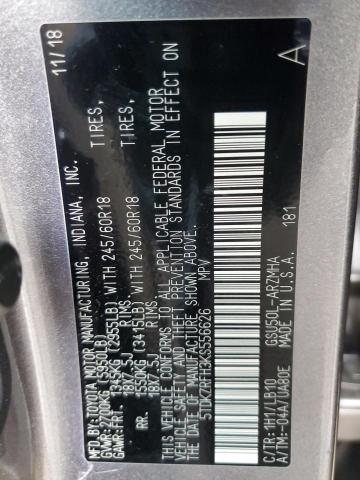 2019 TOYOTA HIGHLANDER 5TDKZRFH3KS556626
