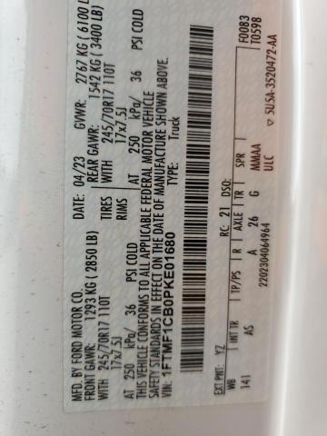 2023 FORD F150 1FTMF1CB0PKE01680