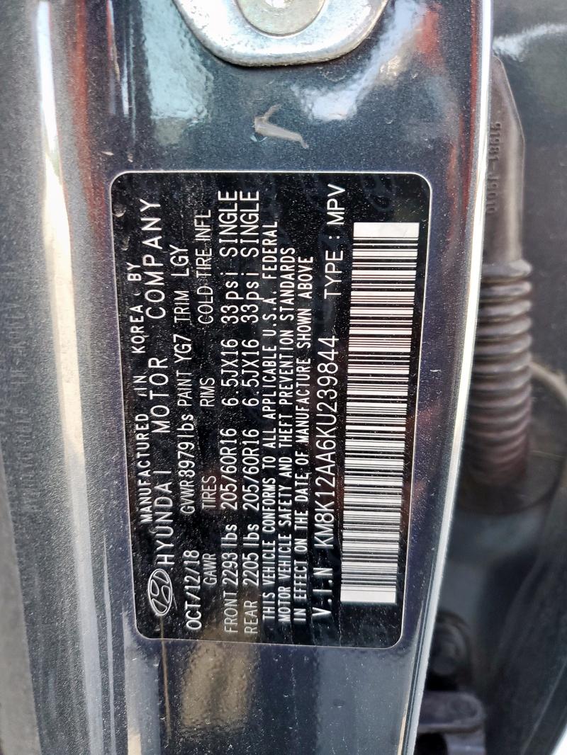 2019 HYUNDAI KONA SE KM8K12AA6KU239844