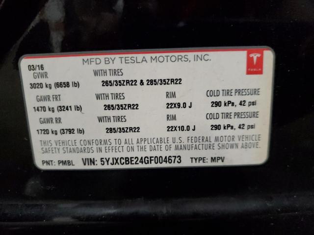 2016 TESLA MODEL X 5YJXCBE24GF004673