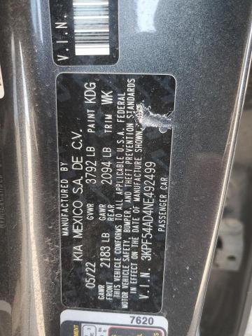 2022 KIA FORTE GT L 3KPF54AD4NE492499