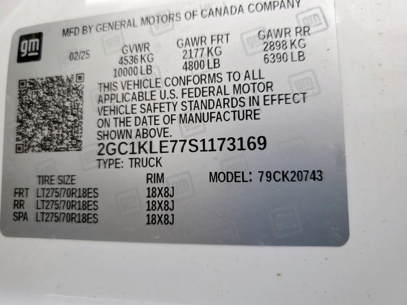 2025 CHEVROLET SILVERADO K2500 HEAVY DUTY 2GC1KLE77S1173169