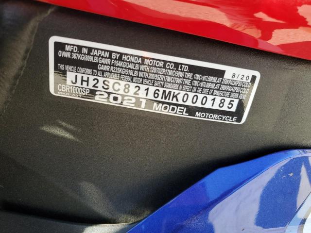 2021 HONDA CBR1000 SP JH2SC8216MK000185