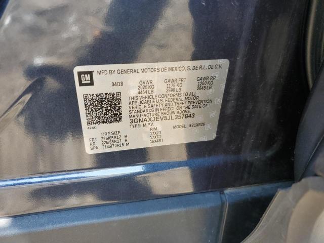 2018 CHEVROLET EQUINOX LT 3GNAXJEV5JL357843