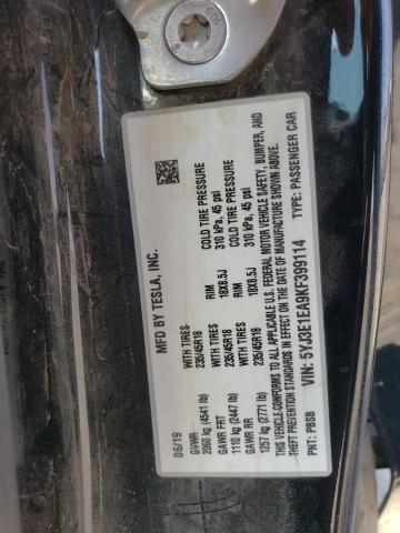 2019 TESLA MODEL 3 5YJ3E1EA9KF399114