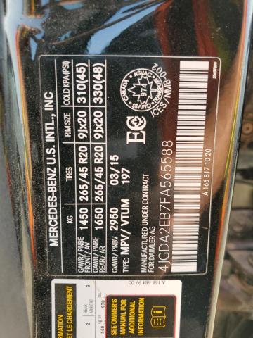 2015 MERCEDES-BENZ ML 350 BLU 4JGDA2EB7FA565588