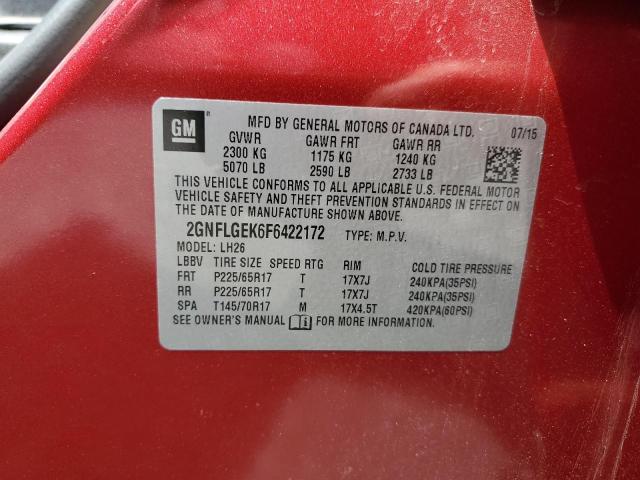 2015 CHEVROLET EQUINOX LT 2GNFLGEK6F6422172