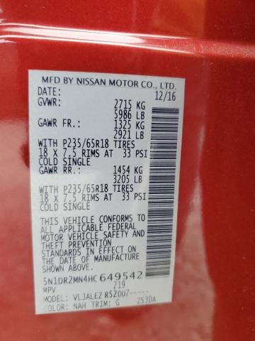 2017 NISSAN PATHFINDER S #3274733789