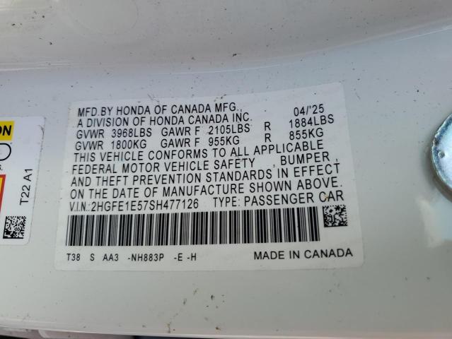 2025 HONDA CIVIC SI 2HGFE1E57SH477126