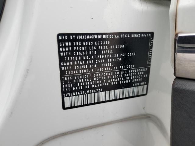 2018 VOLKSWAGEN TIGUAN SE 3VV2B7AX4JM184723