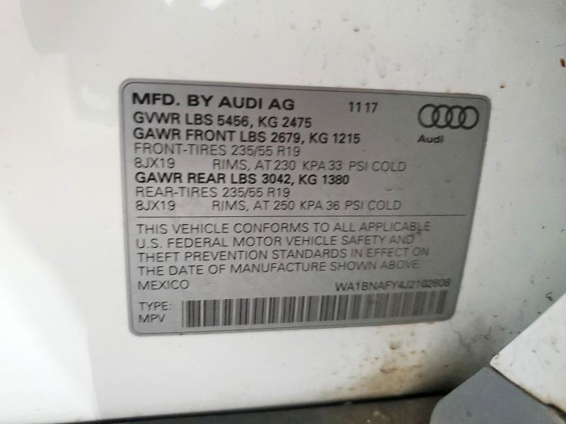 2018 AUDI Q5 PREMIUM WA1BNAFY4J2102608